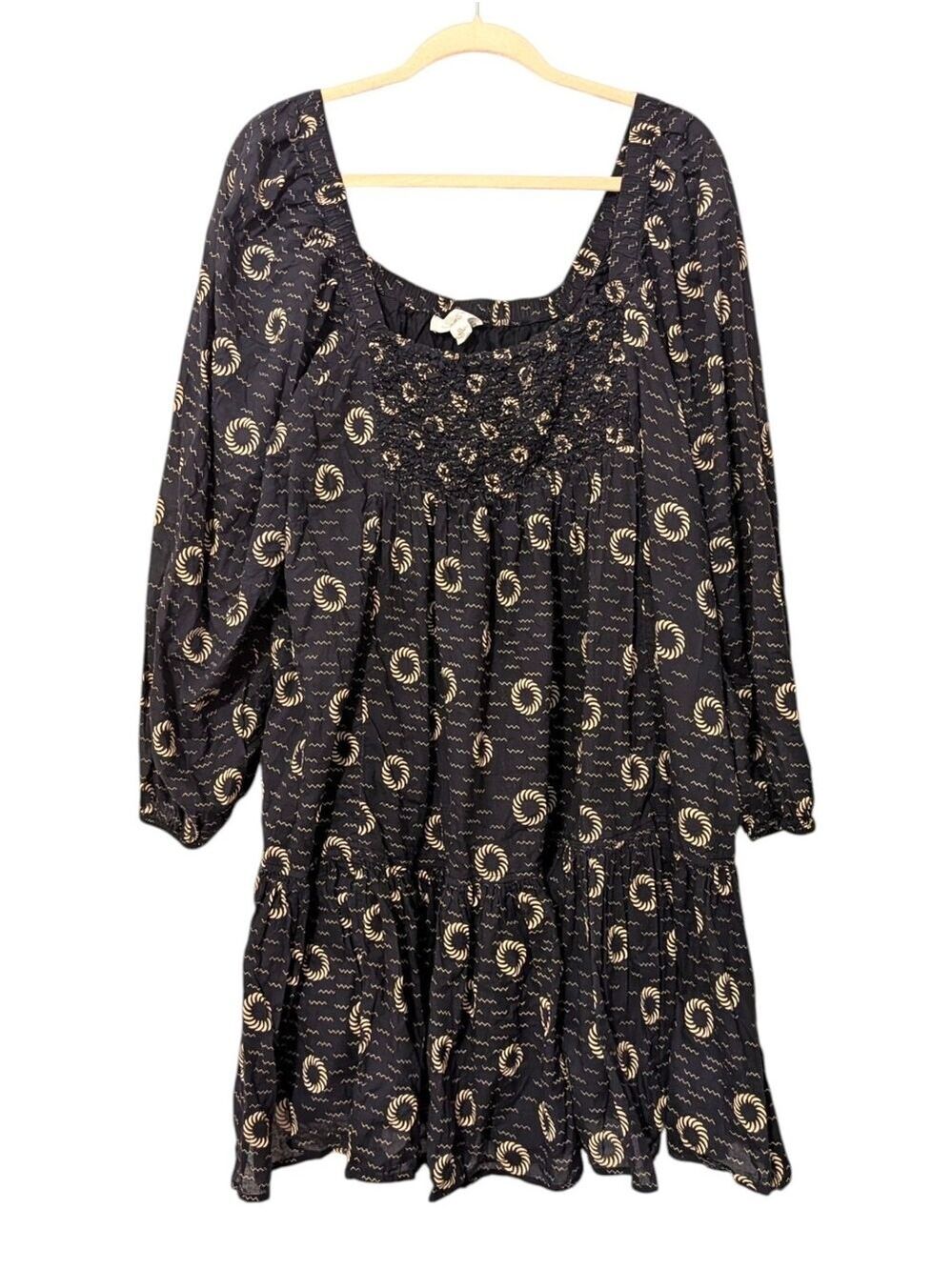 Treasure & Bond Black Floral Mini Dress Square Neck - Picture 2 of 5